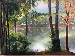 “Backlit Water’s Edge” 30”x 40” oil painting on canvas