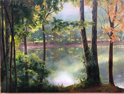 “Pond in South Mountain Reservation” 30”x 40” oil painting on canvas