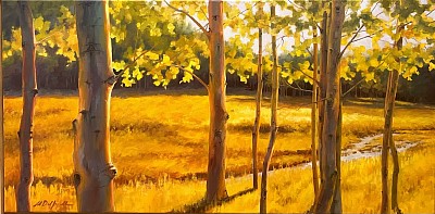 “Aspen Glow” 18”x 36” oil painting